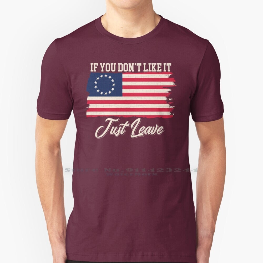 If You Don't Like It Just Leave - Rush Limbaugh - Betsy Ross Flag T-Shirt - Liberty Essentials Apparel