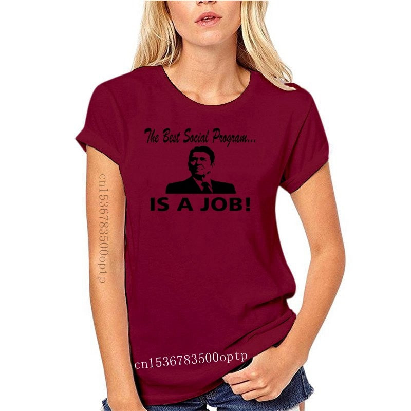 Best Social Program IS A JOB - Ronald Reagan T-Shirt - Liberty Essentials Apparel