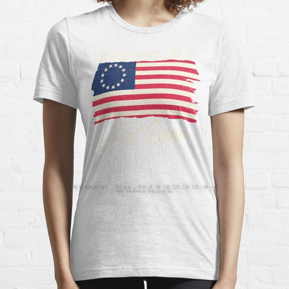 If You Don't Like It Just Leave - Rush Limbaugh - Betsy Ross Flag T-Shirt - Liberty Essentials Apparel