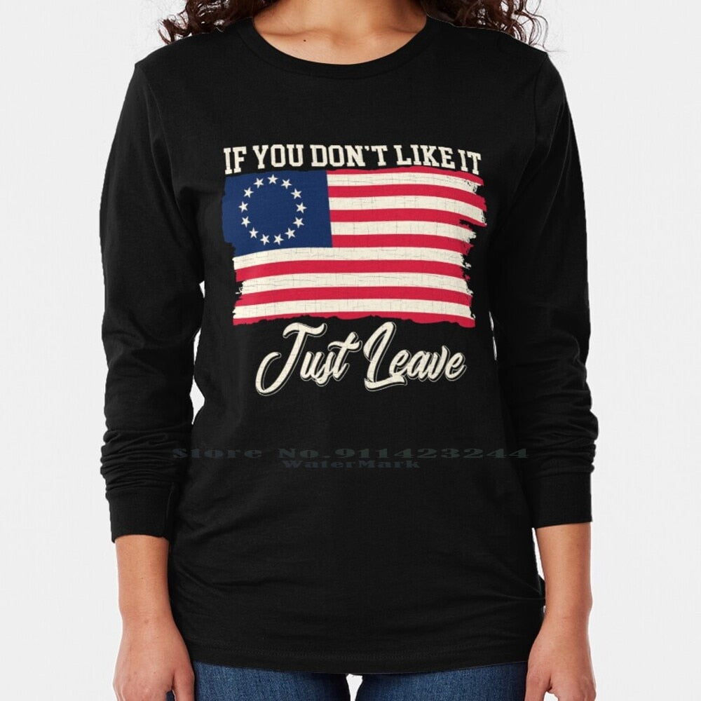 If You Don't Like It Just Leave - Rush Limbaugh - Betsy Ross Flag T-Shirt - Liberty Essentials Apparel
