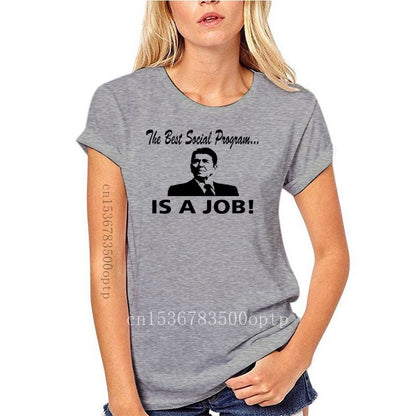 Best Social Program IS A JOB - Ronald Reagan T-Shirt - Liberty Essentials Apparel
