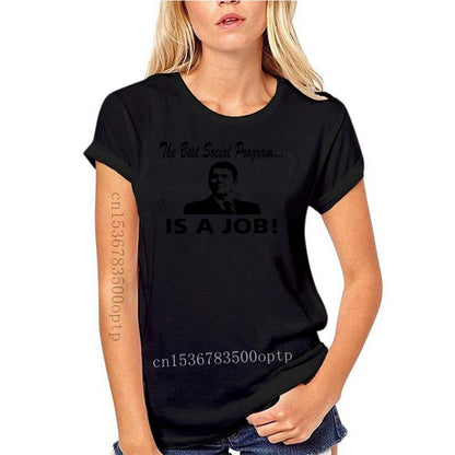 Best Social Program IS A JOB - Ronald Reagan T-Shirt - Liberty Essentials Apparel