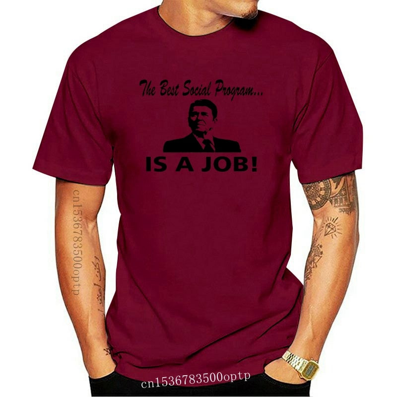 Best Social Program IS A JOB - Ronald Reagan T-Shirt - Liberty Essentials Apparel