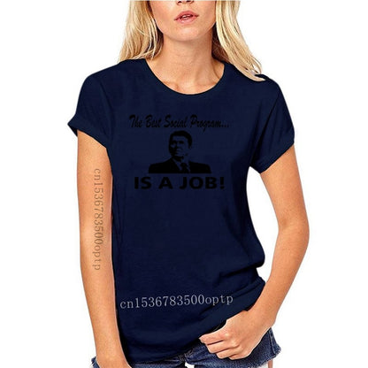Best Social Program IS A JOB - Ronald Reagan T-Shirt - Liberty Essentials Apparel