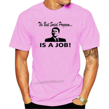 Best Social Program IS A JOB - Ronald Reagan T-Shirt - Liberty Essentials Apparel