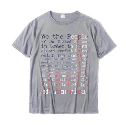 United States Constitution Preamble on American Flag shirt Geek Cotton T-Shirt - Liberty Essentials Apparel