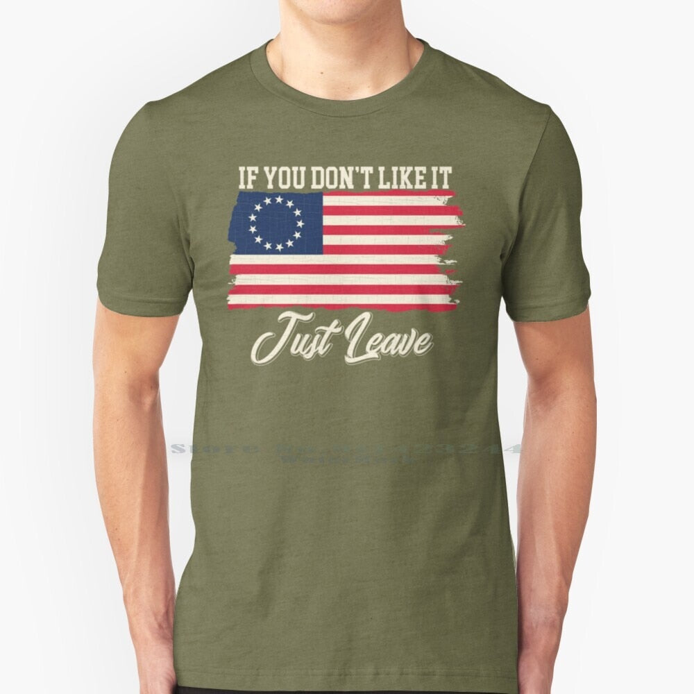 If You Don't Like It Just Leave - Rush Limbaugh - Betsy Ross Flag T-Shirt - Liberty Essentials Apparel