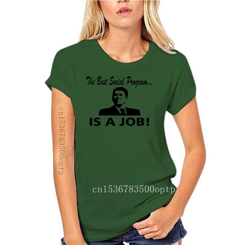 Best Social Program IS A JOB - Ronald Reagan T-Shirt - Liberty Essentials Apparel