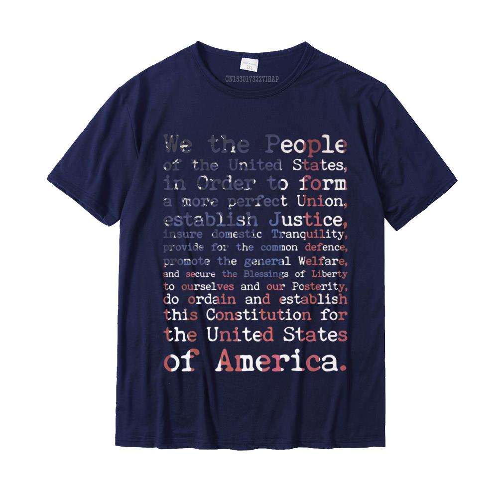 United States Constitution Preamble on American Flag shirt Geek Cotton T-Shirt - Liberty Essentials Apparel
