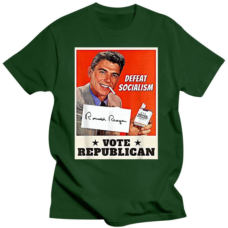 Defeat Socialism Vote Republican - Ronald Reagan T-Shirt - Liberty Essentials Apparel