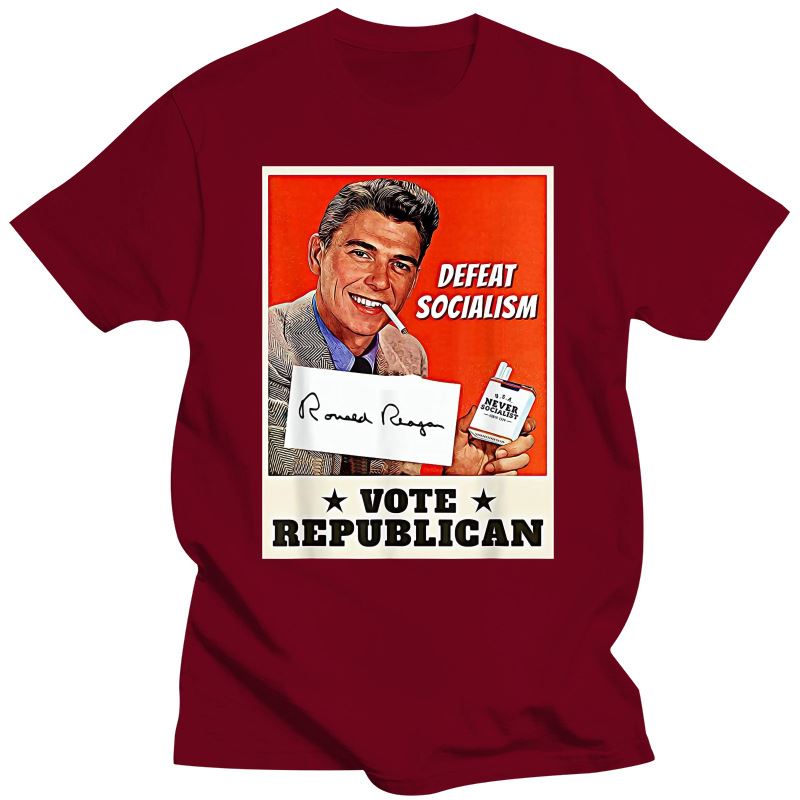 Defeat Socialism Vote Republican - Ronald Reagan T-Shirt - Liberty Essentials Apparel