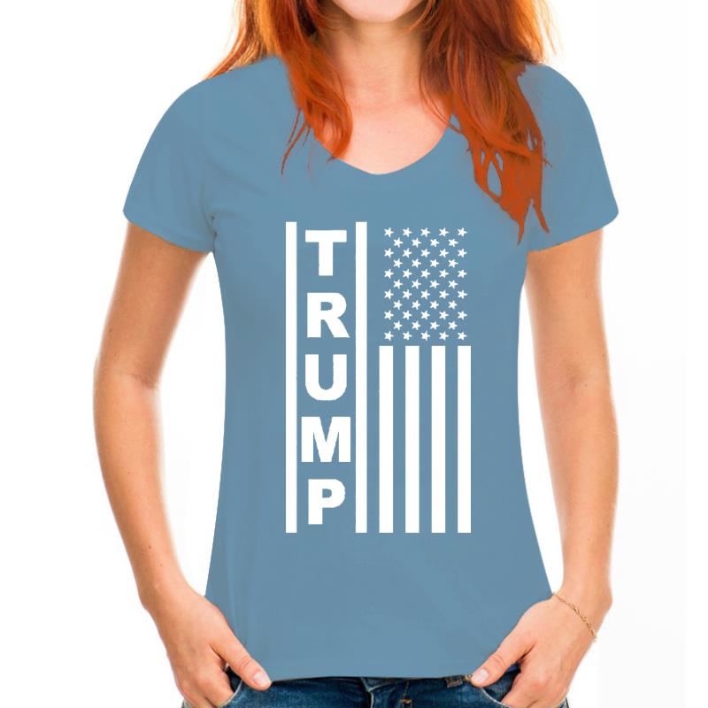 MAGA V-Neck Tee with Trump Flag Design - Liberty Essentials Apparel