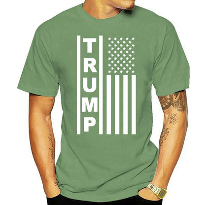MAGA V-Neck Tee with Trump Flag Design - Liberty Essentials Apparel