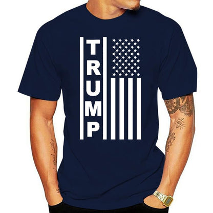 MAGA V-Neck Tee with Trump Flag Design - Liberty Essentials Apparel