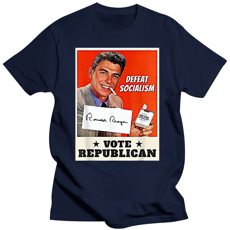 Defeat Socialism Vote Republican - Ronald Reagan T-Shirt - Liberty Essentials Apparel