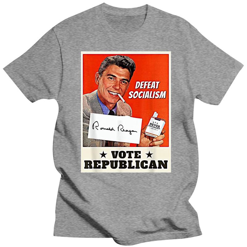Defeat Socialism Vote Republican - Ronald Reagan T-Shirt - Liberty Essentials Apparel