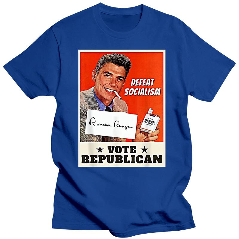 Defeat Socialism Vote Republican - Ronald Reagan T-Shirt - Liberty Essentials Apparel