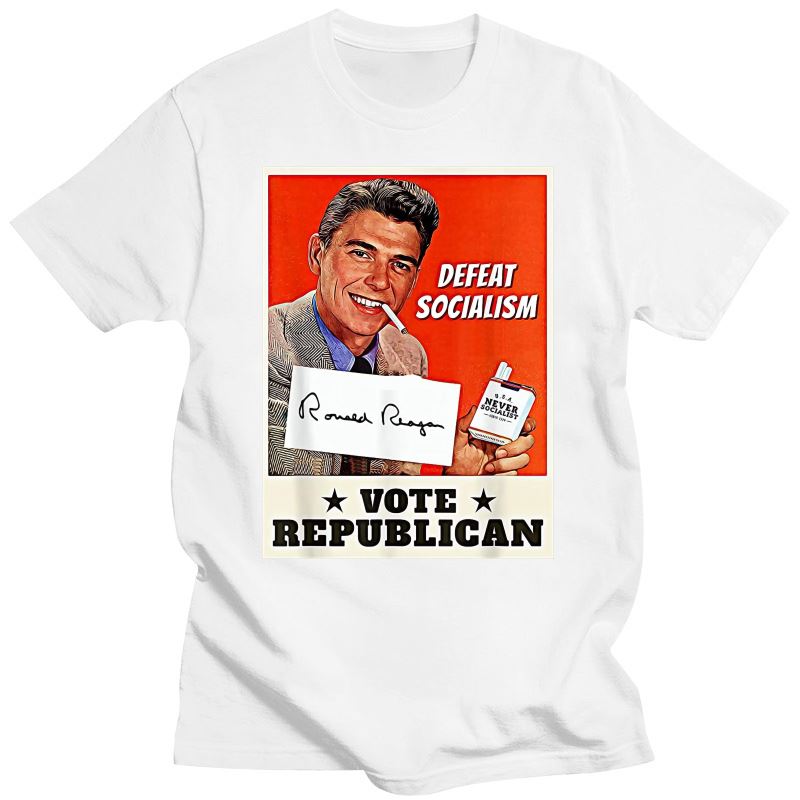 Defeat Socialism Vote Republican - Ronald Reagan T-Shirt - Liberty Essentials Apparel