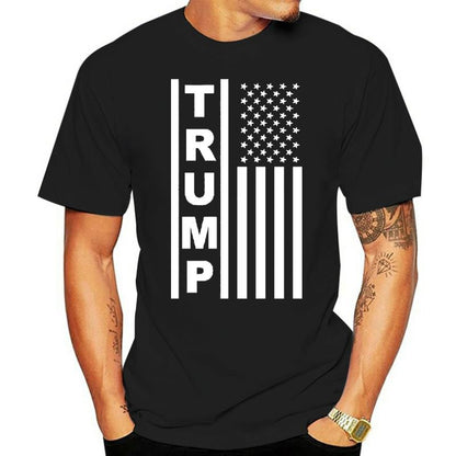 MAGA V-Neck Tee with Trump Flag Design - Liberty Essentials Apparel