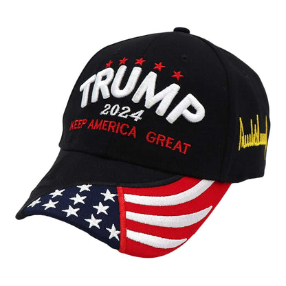 Trump 2024 Camo Baseball Hat with USA Flag - Liberty Essentials Apparel