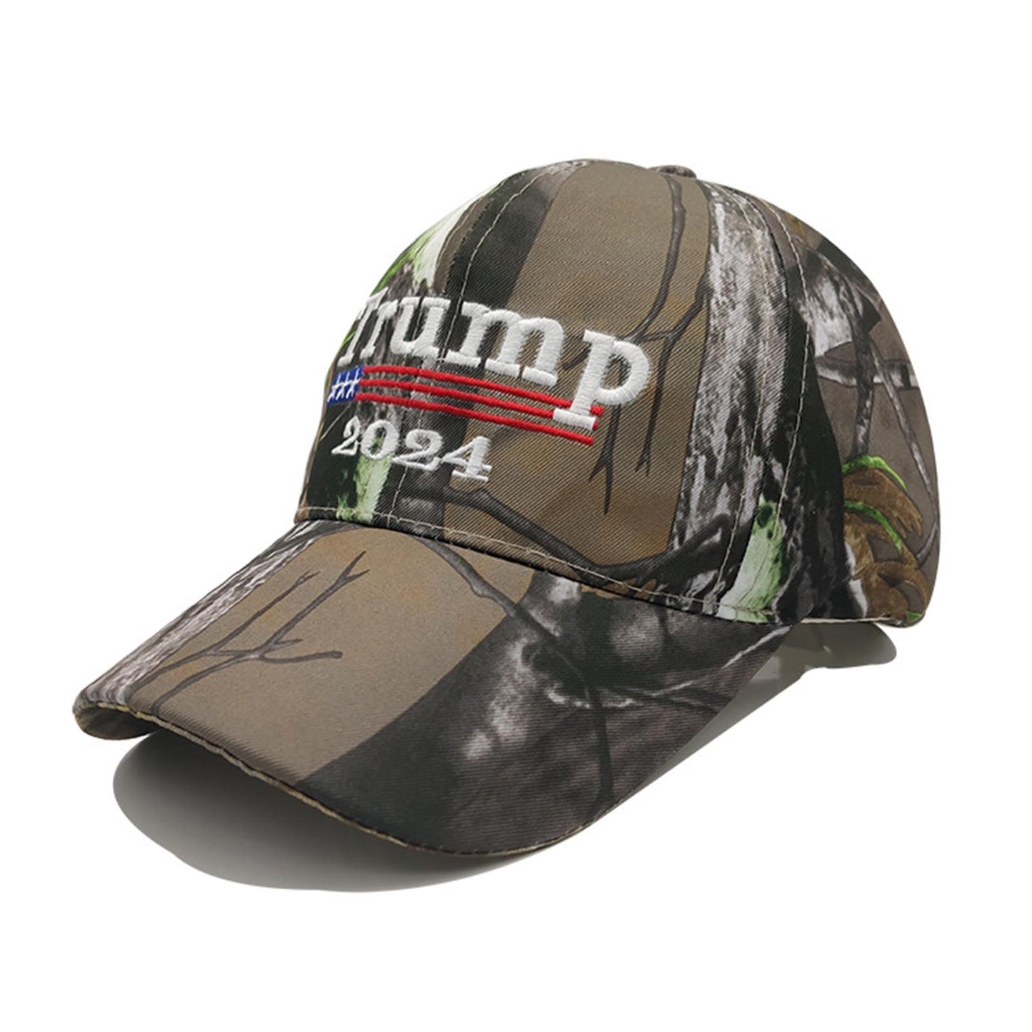 Trump 2024 Camo Baseball Hat with USA Flag - Liberty Essentials Apparel