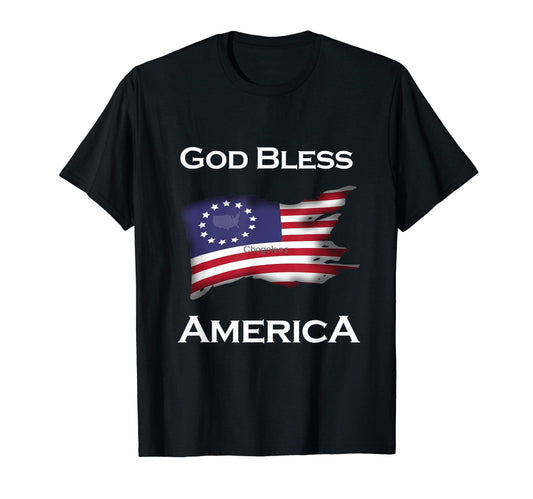God Bless America Betsy Ross Flag T-Shirt - Liberty Essentials Apparel