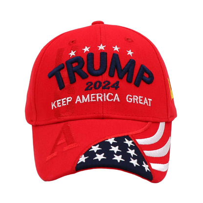 Trump 2024 Camo Baseball Hat with USA Flag - Liberty Essentials Apparel
