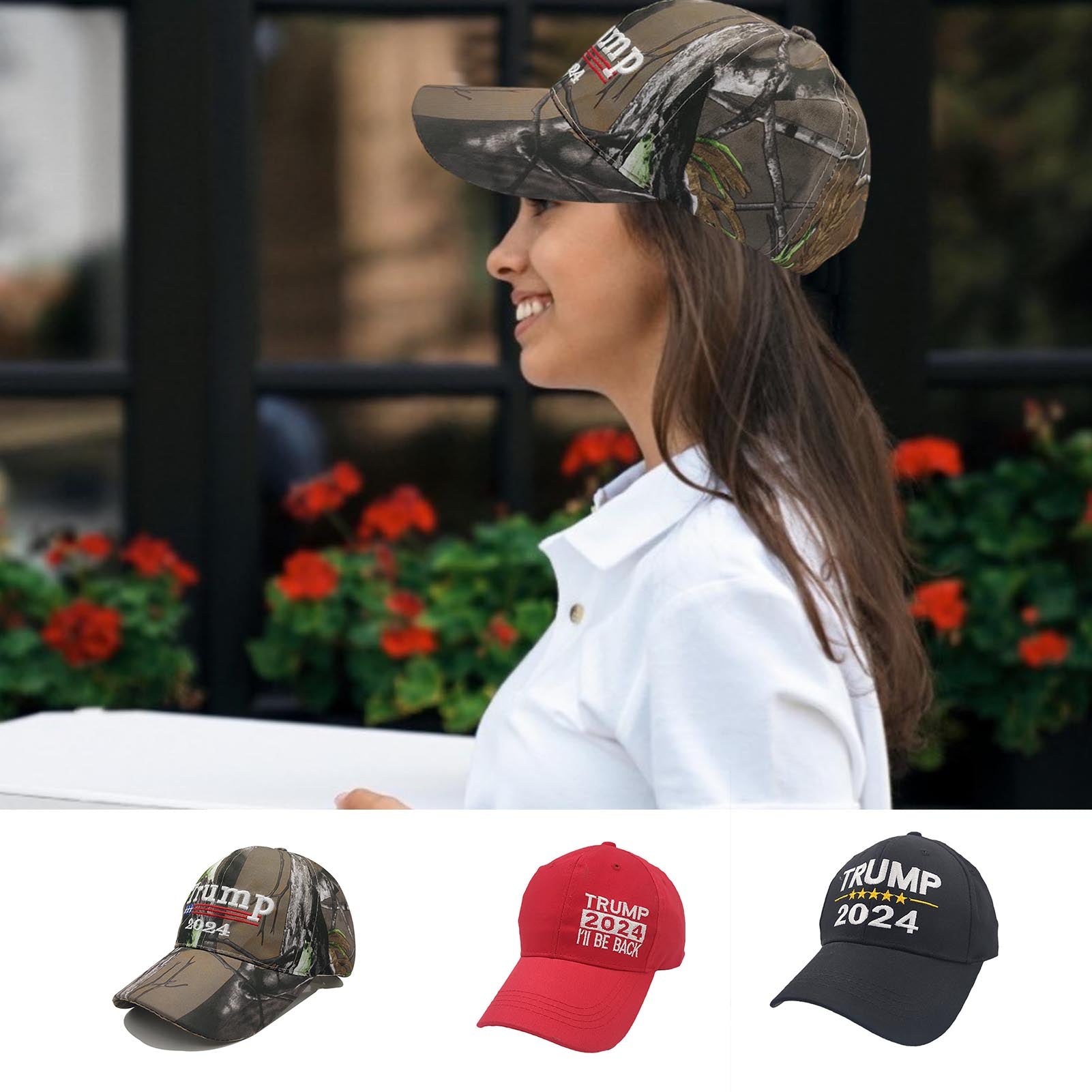 Trump 2024 Camo Baseball Hat with USA Flag - Liberty Essentials Apparel
