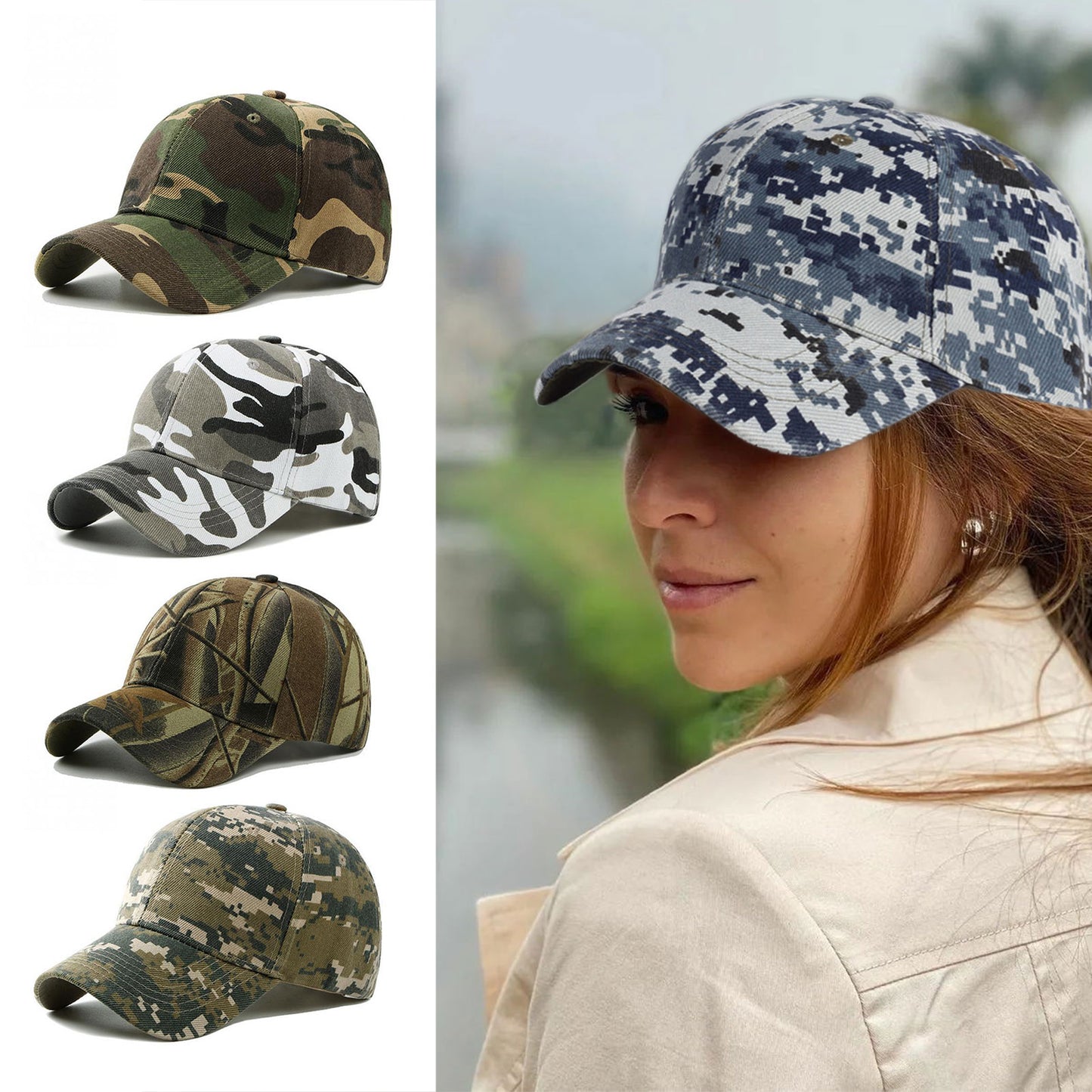 Trump 2024 Camo Baseball Hat with USA Flag - Liberty Essentials Apparel