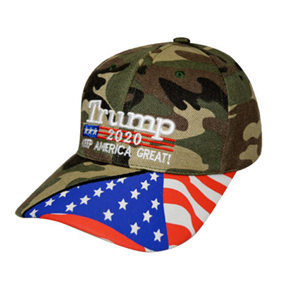 Trump 2024 Camo Baseball Hat with USA Flag - Liberty Essentials Apparel