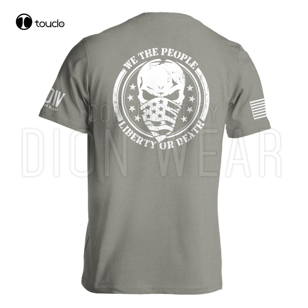 We The People; Liberty Or Death Military American Flag Skull T-Shirt - Liberty Essentials Apparel