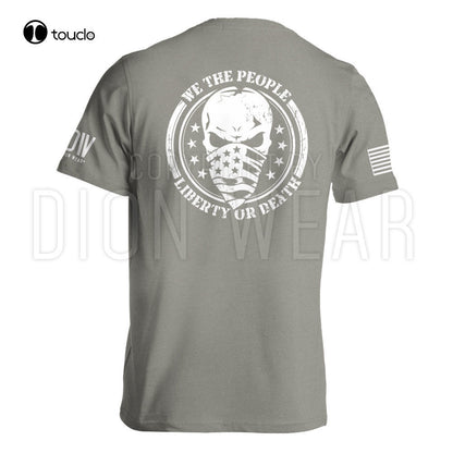 We The People; Liberty Or Death Military American Flag Skull T-Shirt - Liberty Essentials Apparel