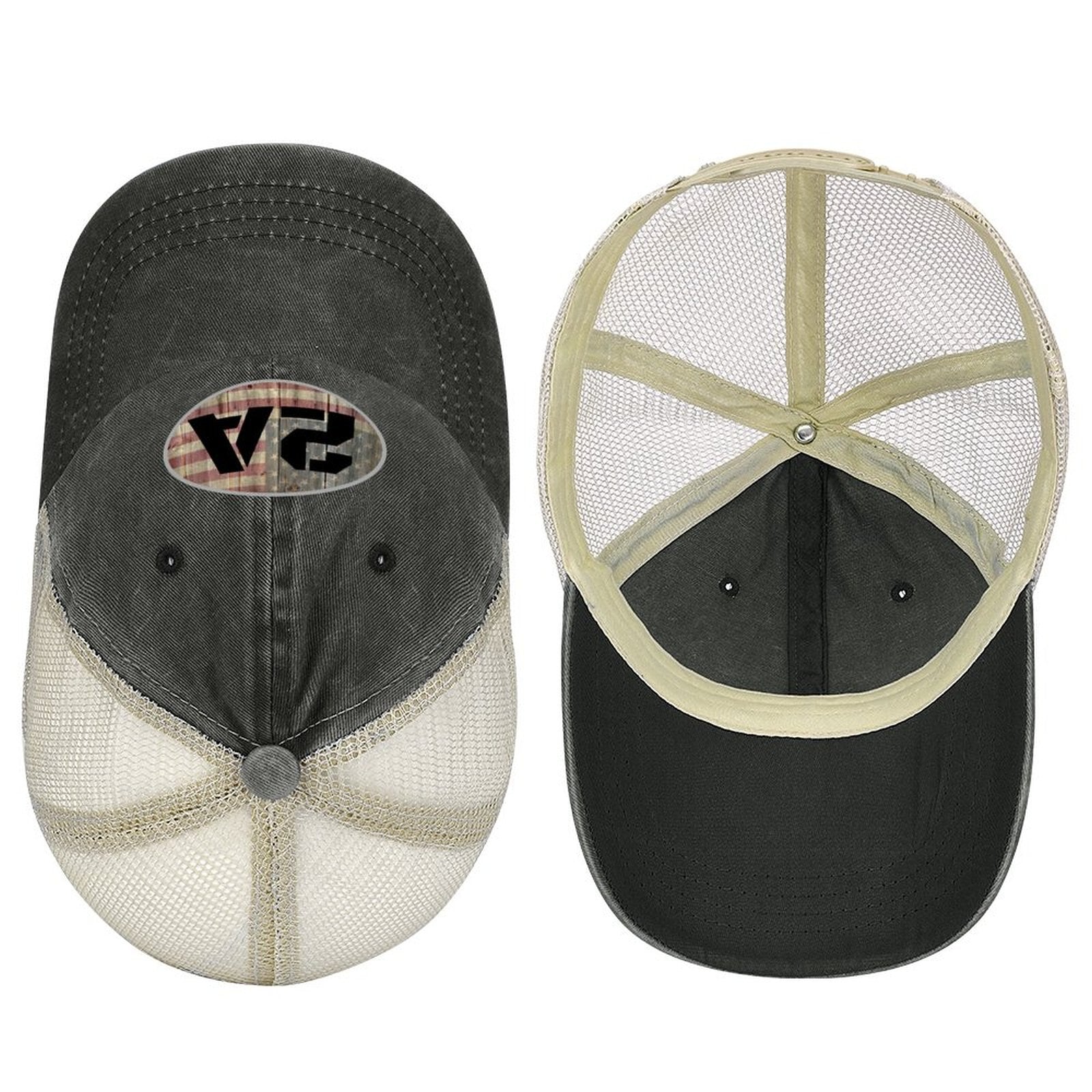 2A Second Amendment faded flag on wood oval Baseball Hat - Liberty Essentials Apparel