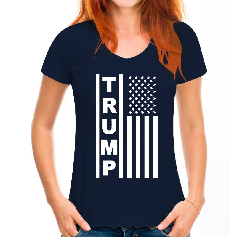 MAGA V-Neck Tee with Trump Flag Design - Liberty Essentials Apparel