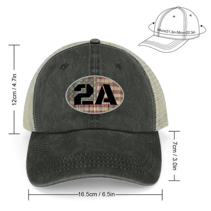 2A Second Amendment faded flag on wood oval Baseball Hat - Liberty Essentials Apparel