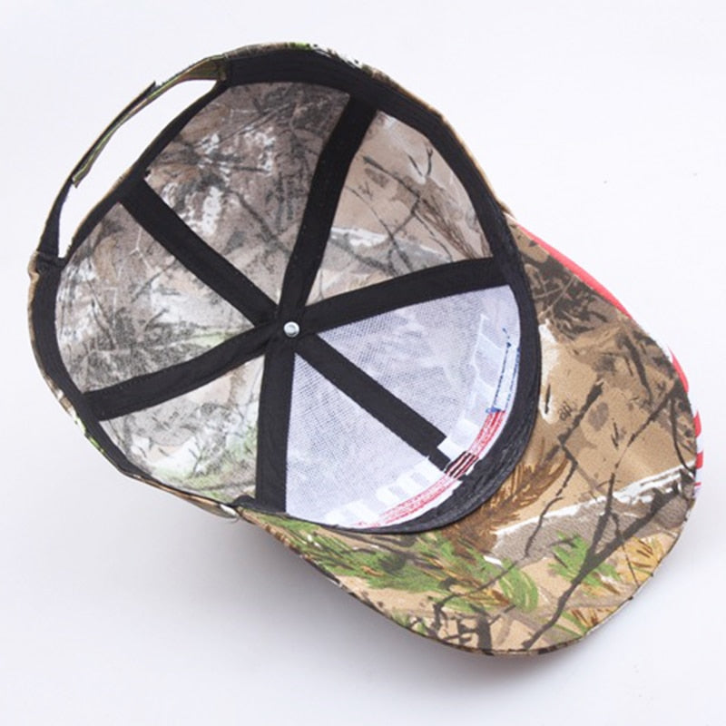 Donald Trump 2024 Camo Baseball Cap with USA Flag - Keep America Great! - Liberty Essentials Apparel