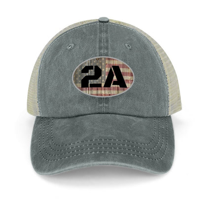 2A Second Amendment faded flag on wood oval Baseball Hat - Liberty Essentials Apparel